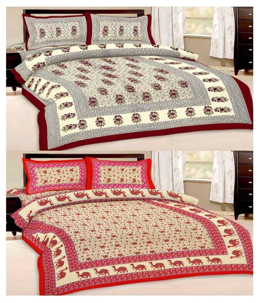 Uniqchoice Cotton 2 Double Bedsheets with 4 Pillow Covers ( 240 cm x 215 cm ) Uniqchoice Cotton 2 Double Bedsheets with 4 Pillow Covers ( 240 cm x 215 cm )