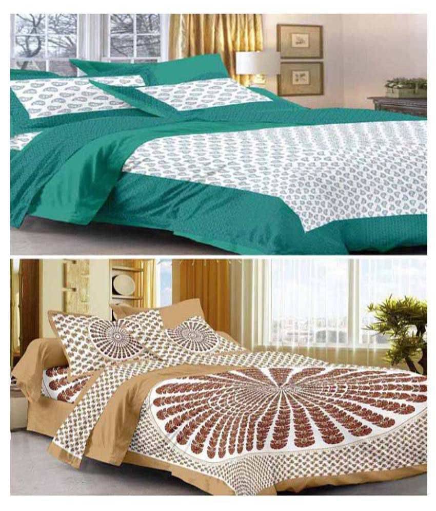     			Uniqchoice Cotton 2 Double Bedsheets with 4 Pillow Covers ( 240 cm x 215 cm )