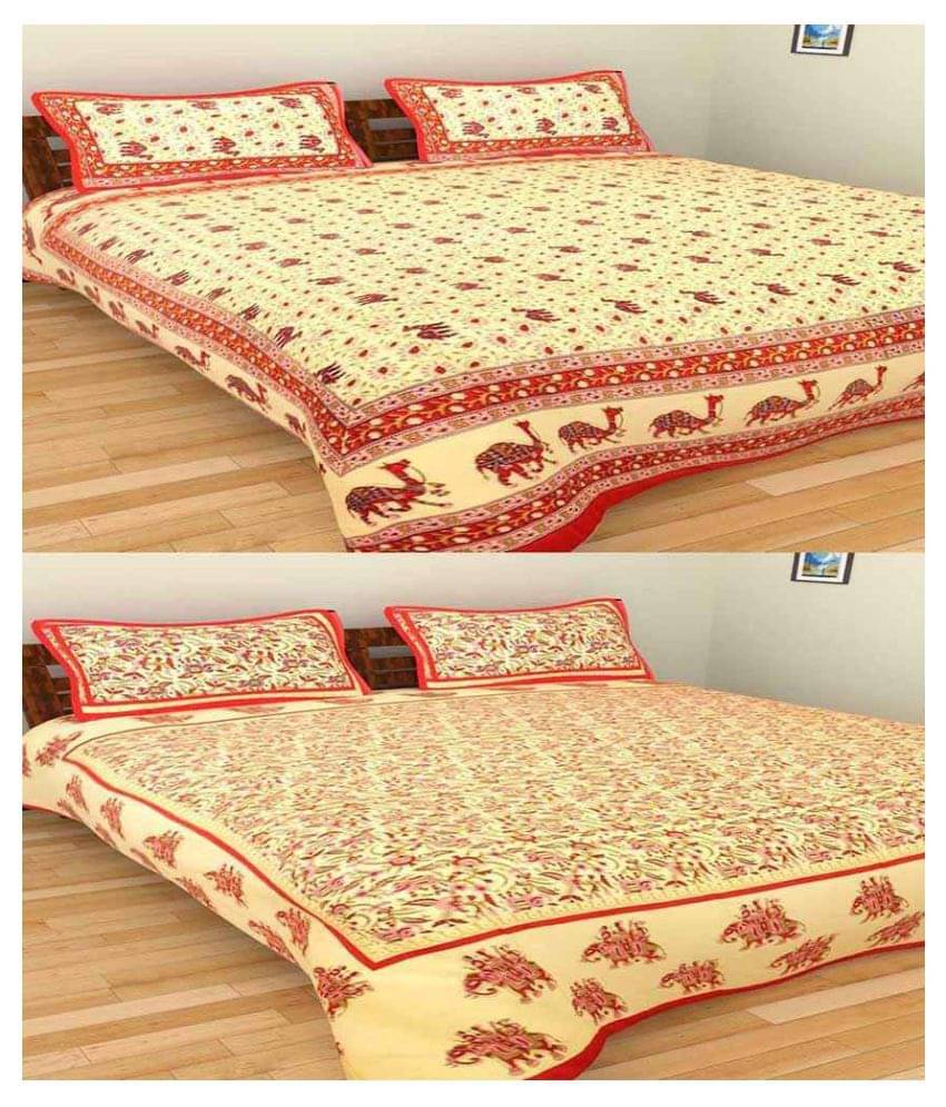 Uniqchoice Cotton 2 Double Bedsheets with 4 Pillow Covers ( 240 cm x 215 cm ) Uniqchoice Cotton 2 Double Bedsheets with 4 Pillow Covers ( 240 cm x 215 cm )