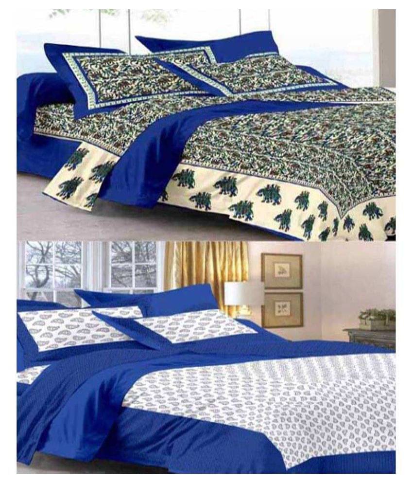     			Uniqchoice Cotton 2 Double Bedsheets with 4 Pillow Covers ( 240 cm x 215 cm )