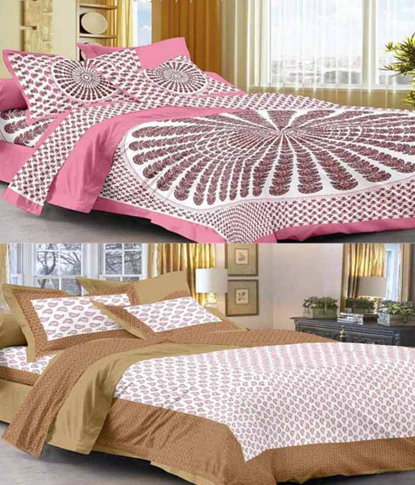 Uniqchoice Cotton 2 Double Bedsheets with 4 Pillow Covers ( 240 cm x 215 cm ) Uniqchoice Cotton 2 Double Bedsheets with 4 Pillow Covers ( 240 cm x 215 cm )