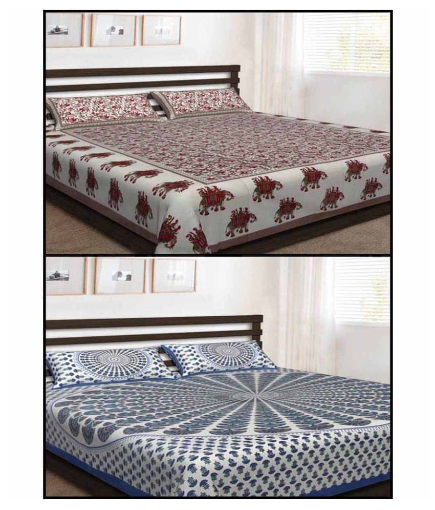 Uniqchoice Cotton 2 Double Bedsheets with 4 Pillow Covers ( 240 cm x 215 cm ) Uniqchoice Cotton 2 Double Bedsheets with 4 Pillow Covers ( 240 cm x 215 cm )