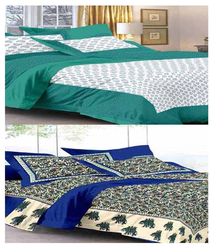     			Uniqchoice Cotton 2 Double Bedsheets with 4 Pillow Covers ( 240 cm x 215 cm )