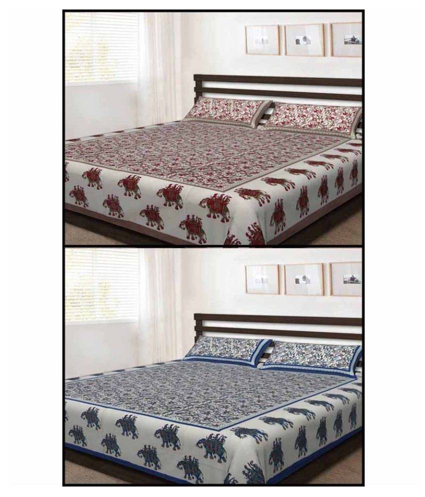 Uniqchoice Cotton 2 Double Bedsheets with 4 Pillow Covers ( 240 cm x 215 cm ) Uniqchoice Cotton 2 Double Bedsheets with 4 Pillow Covers ( 240 cm x 215 cm )