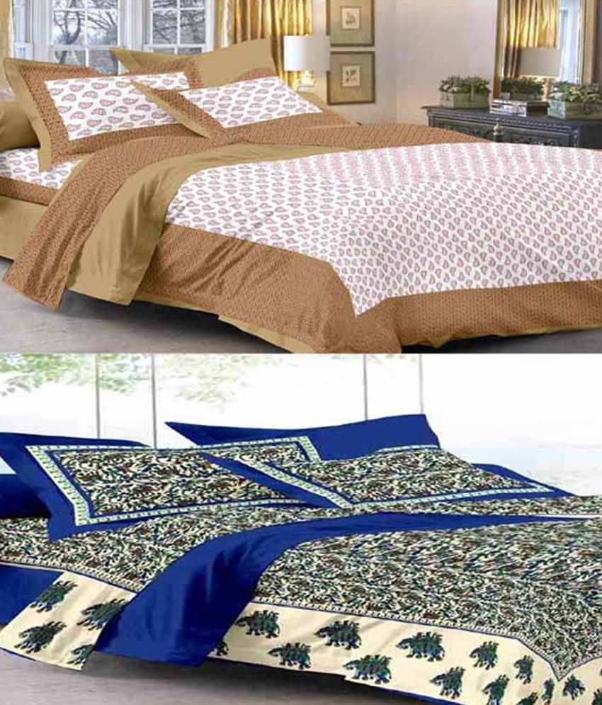 Uniqchoice Cotton 2 Double Bedsheets with 4 Pillow Covers ( 240 cm x 215 cm ) Uniqchoice Cotton 2 Double Bedsheets with 4 Pillow Covers ( 240 cm x 215 cm )