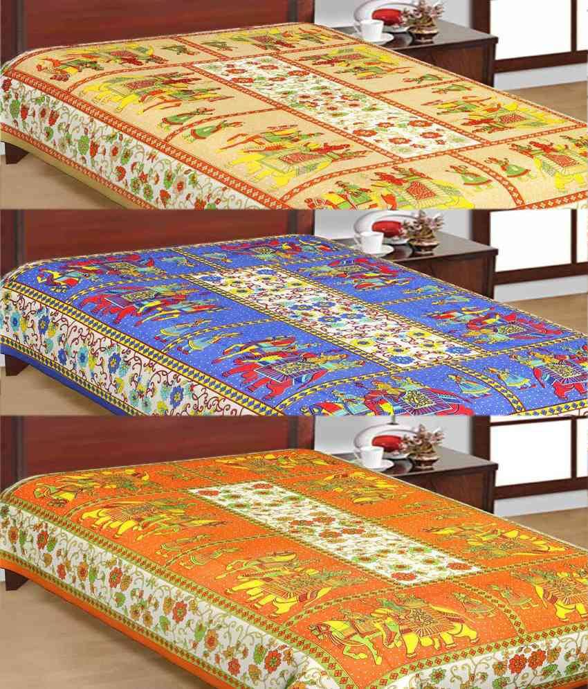     			Uniqchoice Cotton 3 Single Bedsheets ( 225 cm x 150 cm )