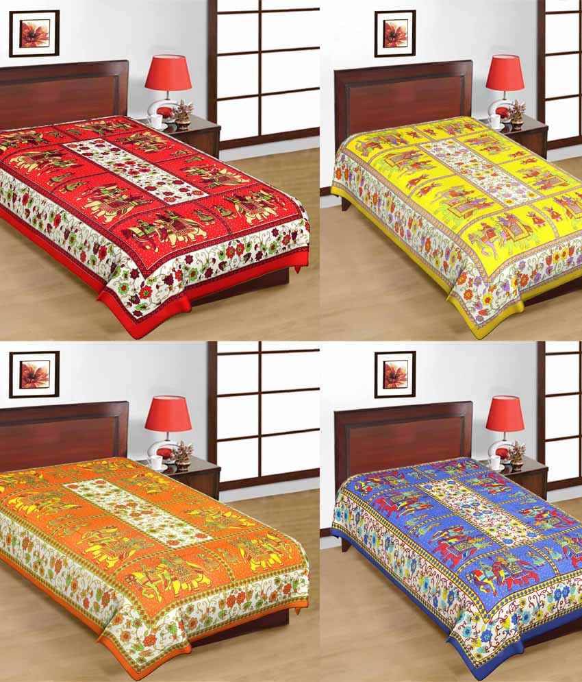 Uniqchoice Cotton 4 Single Bedsheets ( 225 cm x 150 cm ) Uniqchoice Cotton 4 Single Bedsheets ( 225 cm x 150 cm )