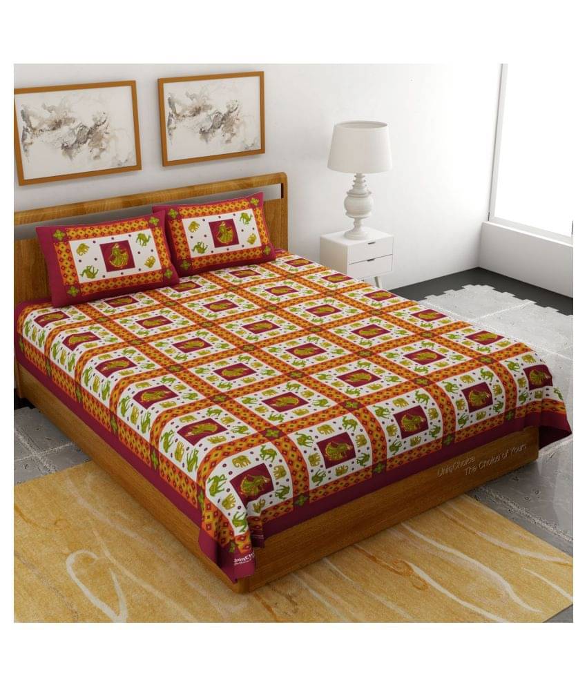     			Uniqchoice Cotton Double Bedsheet ( Maroon )