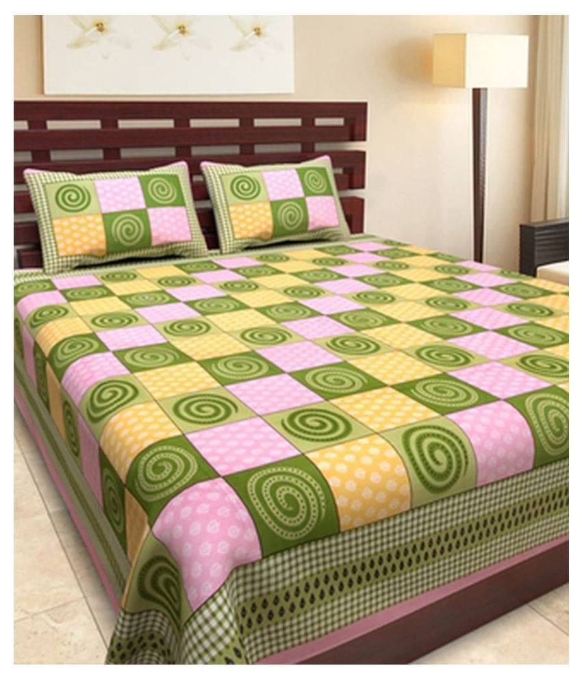     			Uniqchoice Cotton Double Bedsheet ( Green )