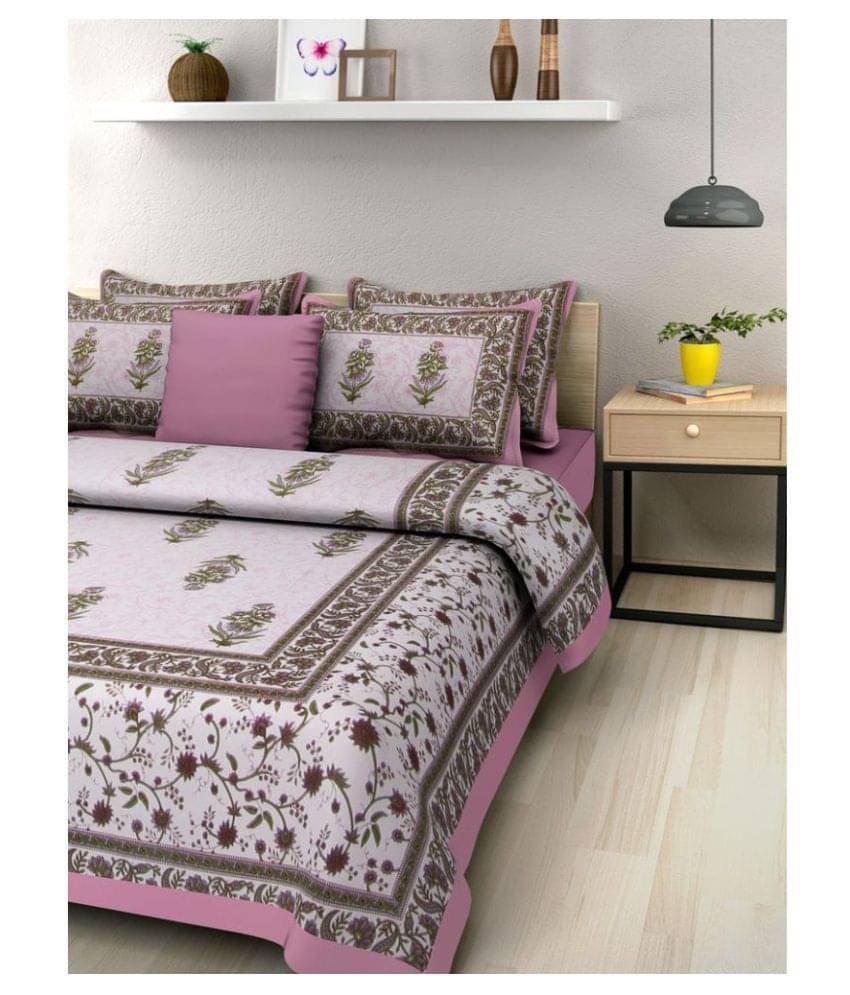     			Uniqchoice Cotton Double Bedsheet ( Pink )
