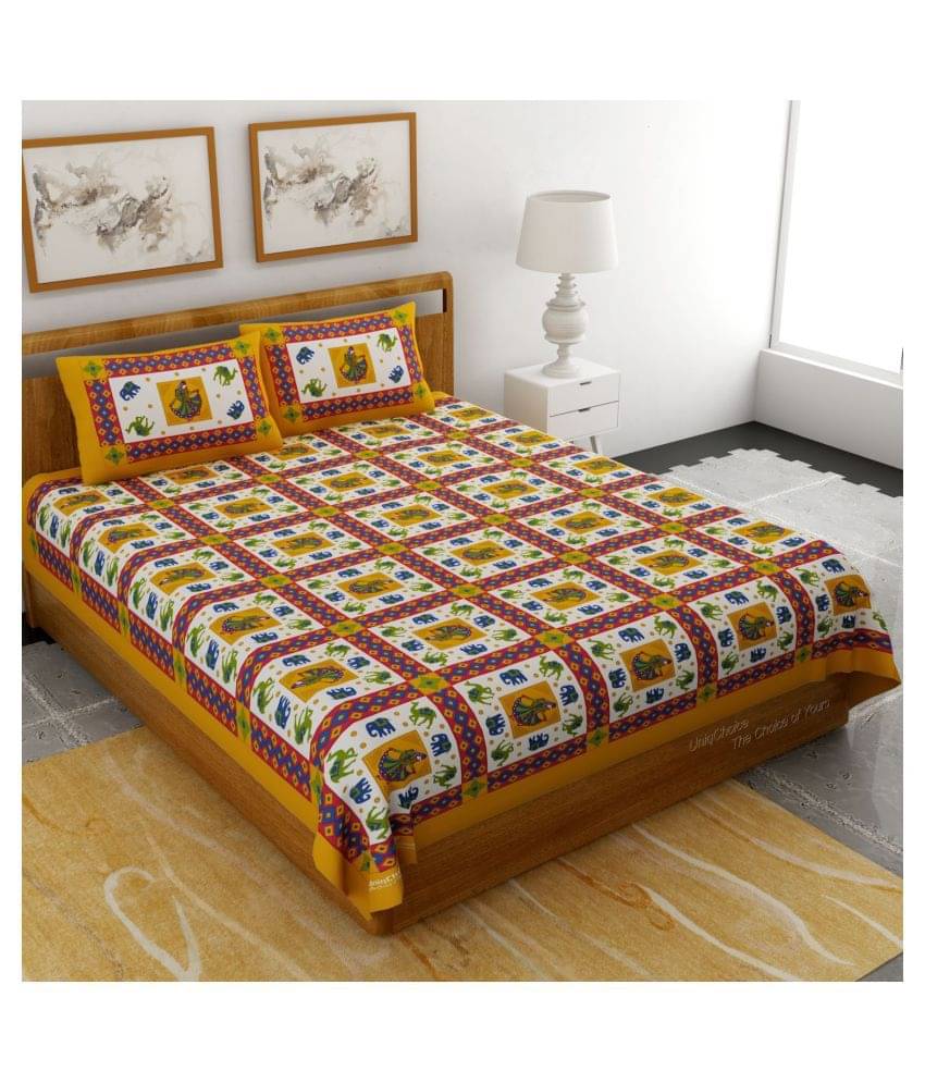     			Uniqchoice Cotton Double Bedsheet ( Yellow )