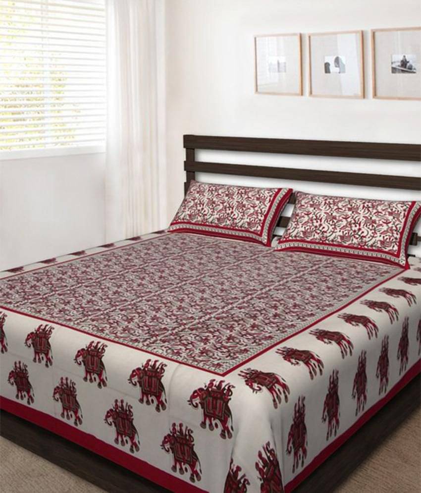     			Uniqchoice Cotton Double Bedsheet ( Red )