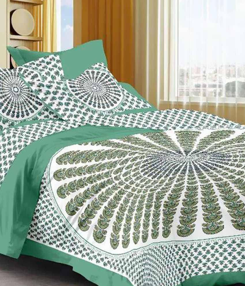     			Uniqchoice Cotton Double Bedsheet ( Green )