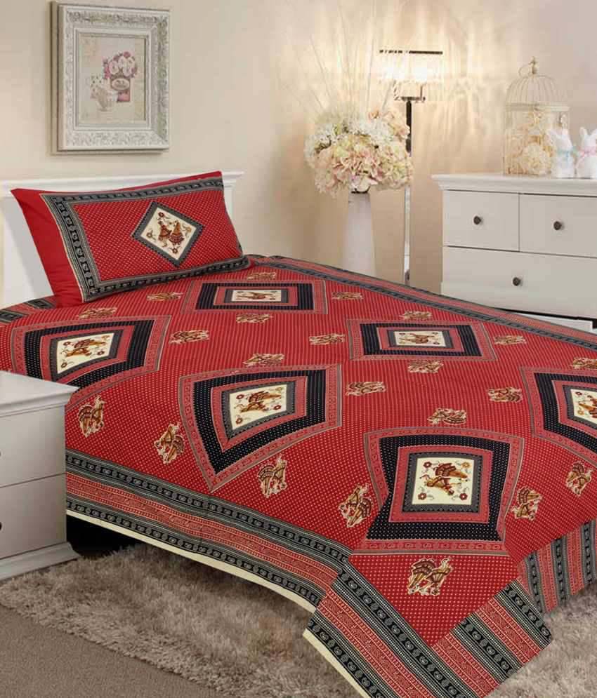     			Uniqchoice Cotton Single Bedsheet ( Red )