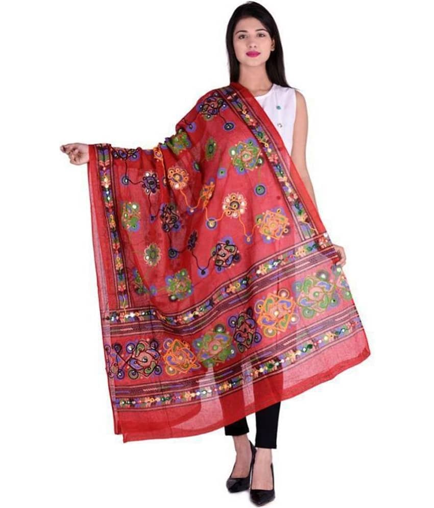 Apratim Red Cotton Dupatta - Dupattas & Shawls | Buy online on ZillyBuy