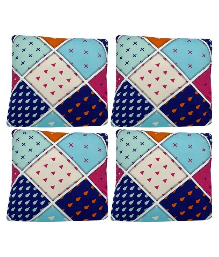     			House Of Quirk Set of 4 Polyester Cushion Covers 40X40 cm (16X16)
