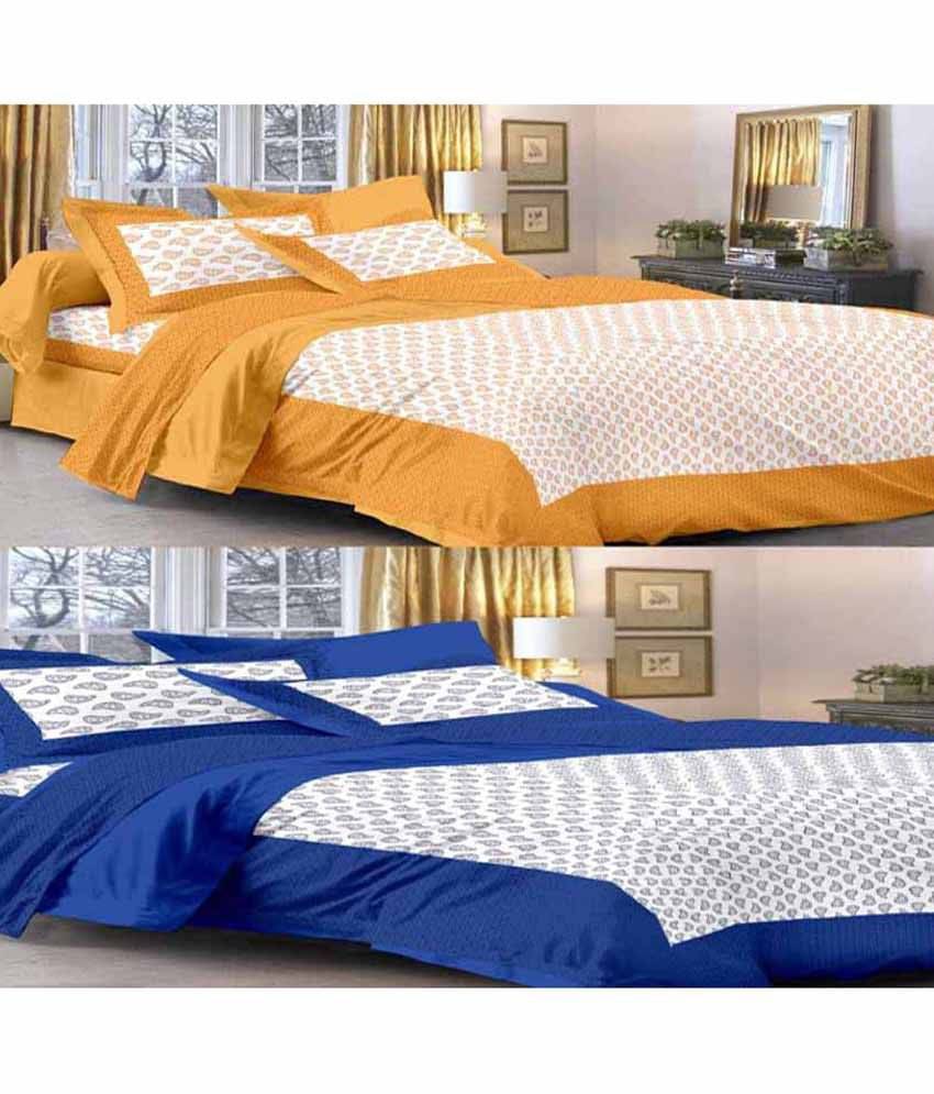     			Uniqchoice Cotton 2 Double Bedsheets with 4 Pillow Covers ( 240 cm x 215 cm )