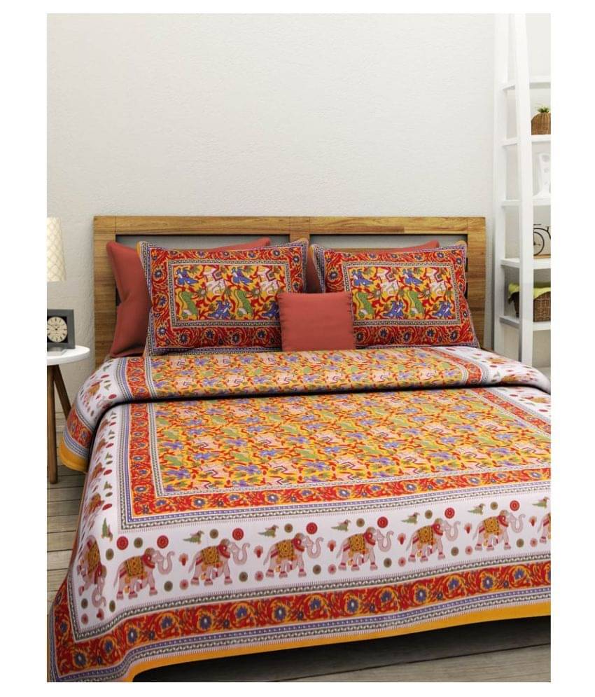     			Uniqchoice Cotton Double Bedsheet with 2 Pillow Covers ( 240 cm x 215 cm )