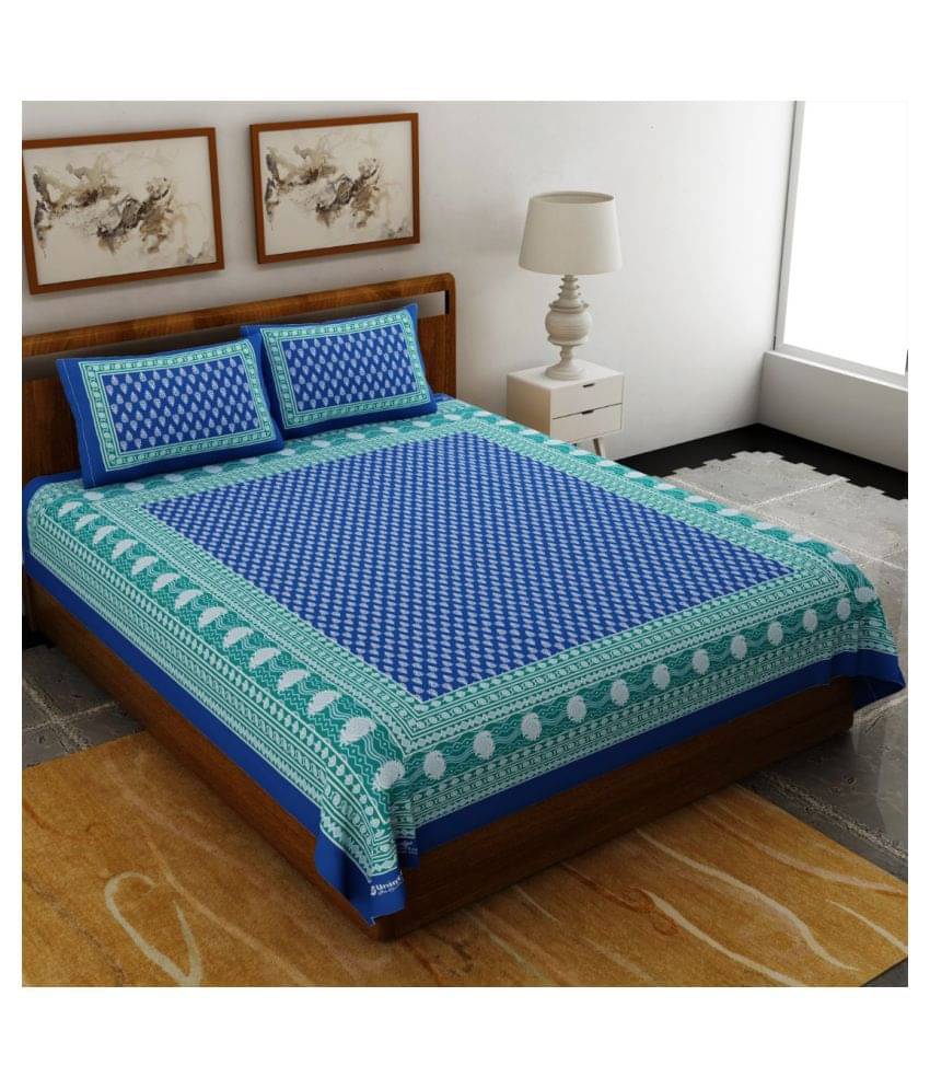     			Uniqchoice Cotton Double Bedsheet ( Blue )