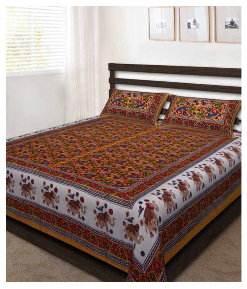     			Uniqchoice Cotton Double Bedsheet with 2 Pillow Covers ( 240 cm x 215 cm )