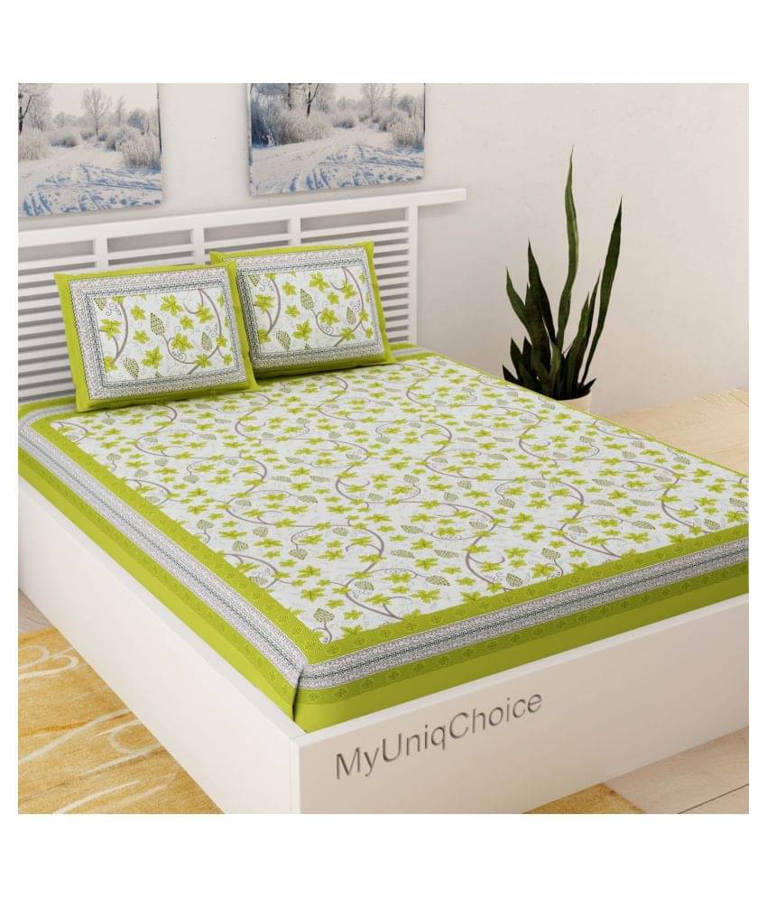     			Uniqchoice Cotton Double Bedsheet ( Green )