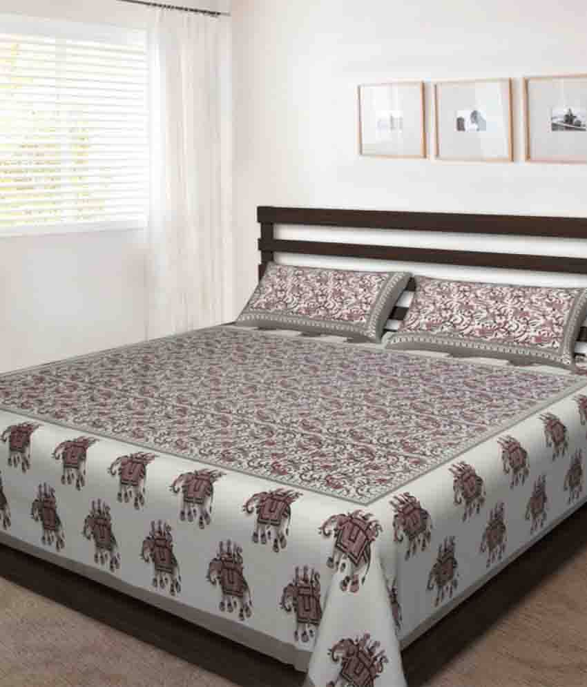     			Uniqchoice - Assorted Cotton Double Bedsheet with 2 Pillow Covers