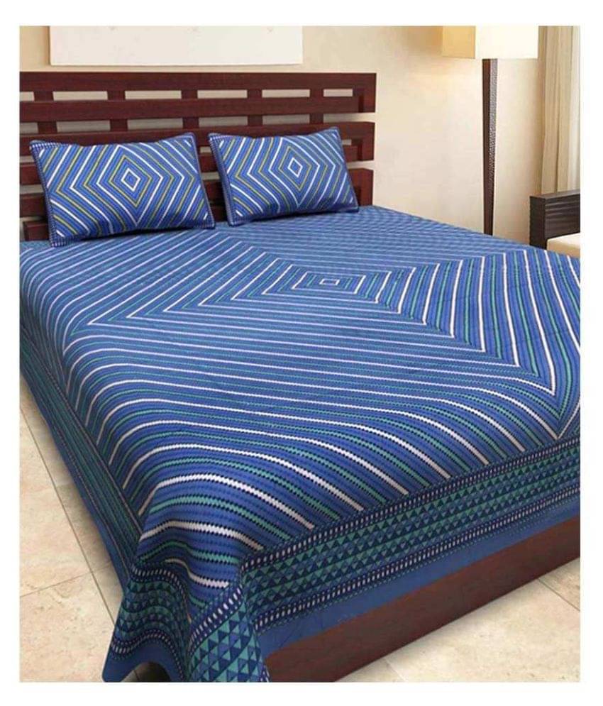    			Uniqchoice Cotton Double Bedsheet ( Blue )