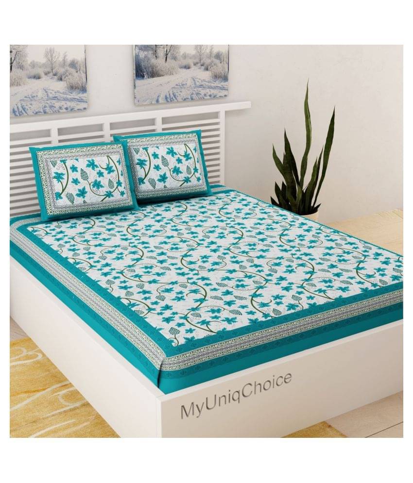     			Uniqchoice Cotton Double Bedsheet ( Turquoise )