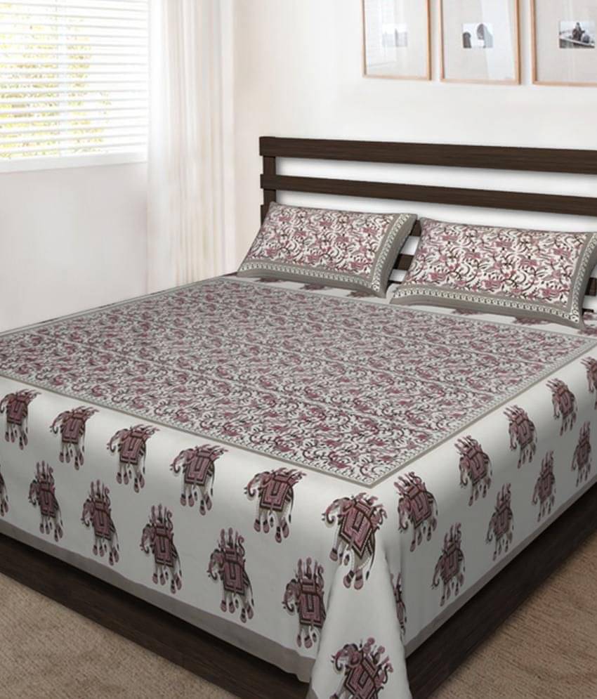     			Uniqchoice Cotton Double Bedsheet with 2 Pillow Covers ( 240 cm x 215 cm )