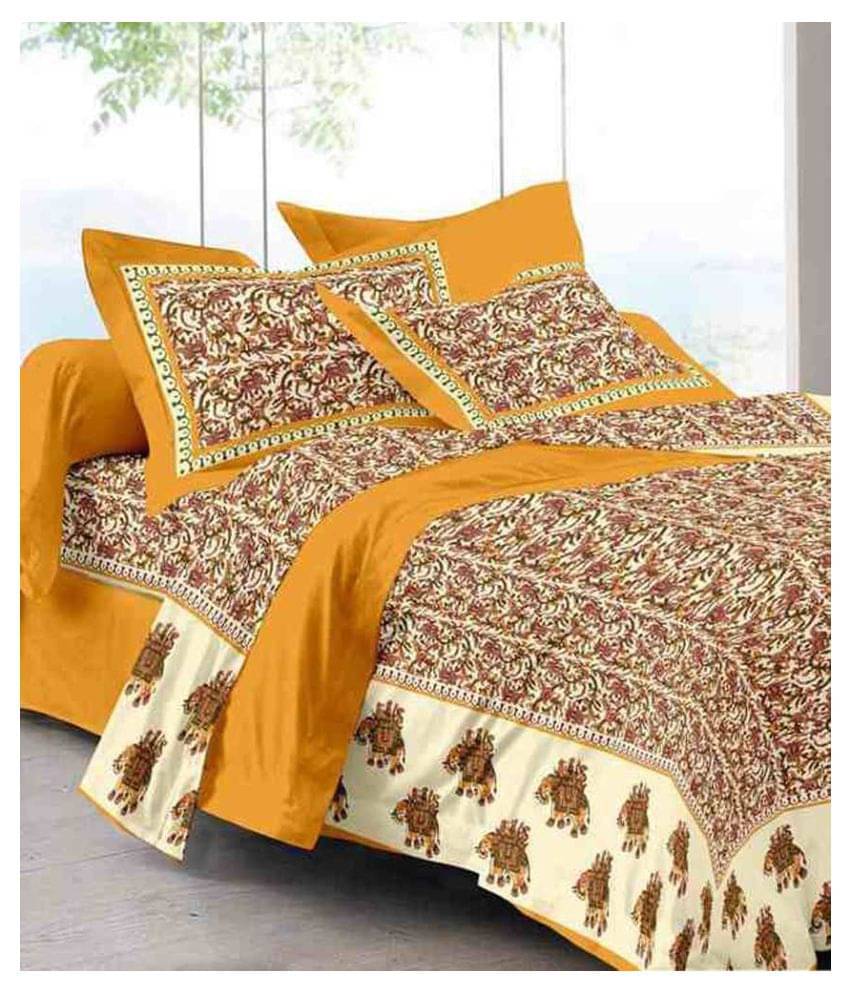     			Uniqchoice Cotton Double Bedsheet ( Yellow )