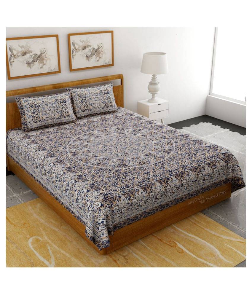     			Uniqchoice Cotton Double Bedsheet with 2 Pillow Covers ( 240 cm x 215 cm )