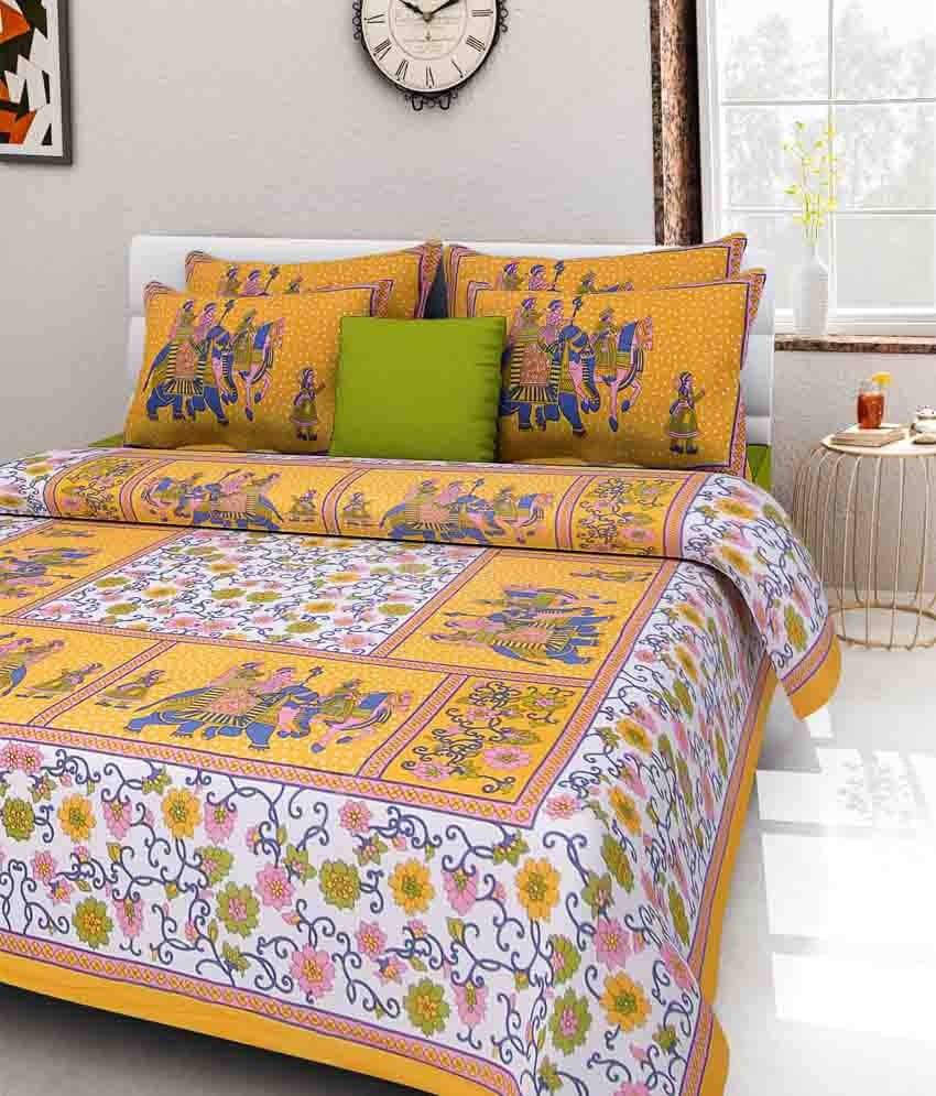     			Uniqchoice Cotton Double Bedsheet ( Yellow )