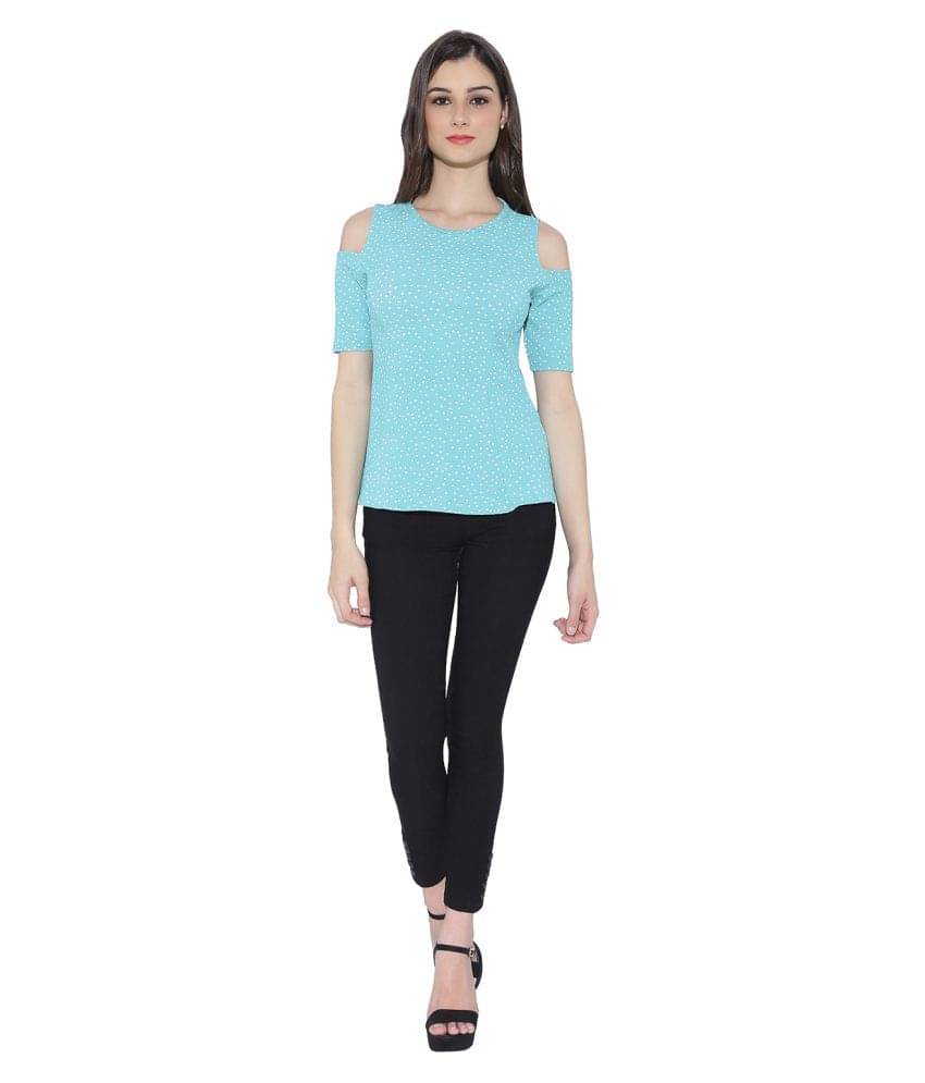Chimpaaanzee Women's Polyester Regular Top ( Turquoise ) Chimpaaanzee Women's Polyester Regular Top ( Turquoise )