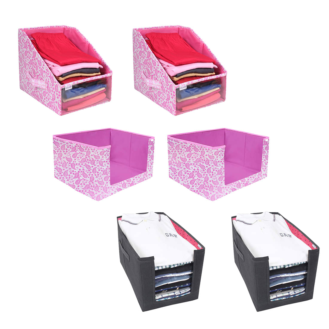     			PrettyKrafts Multipurpose cloth organisers combo for wardrobe cloth organizers,(Pack of 6) Pink