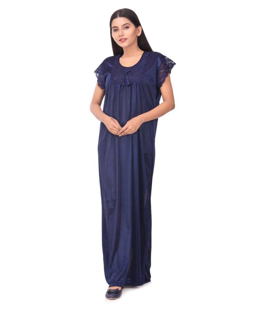     			Raj Satin Nighty & Night Gowns - Blue