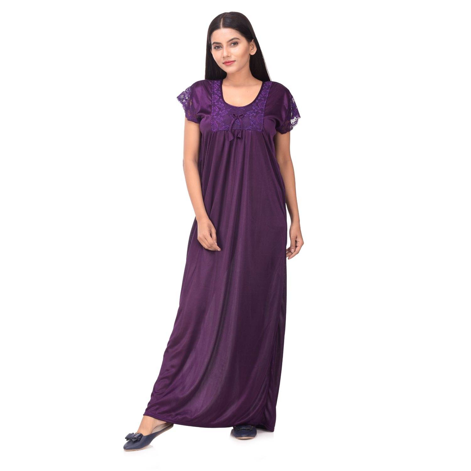     			Raj Satin Nighty & Night Gowns - Purple
