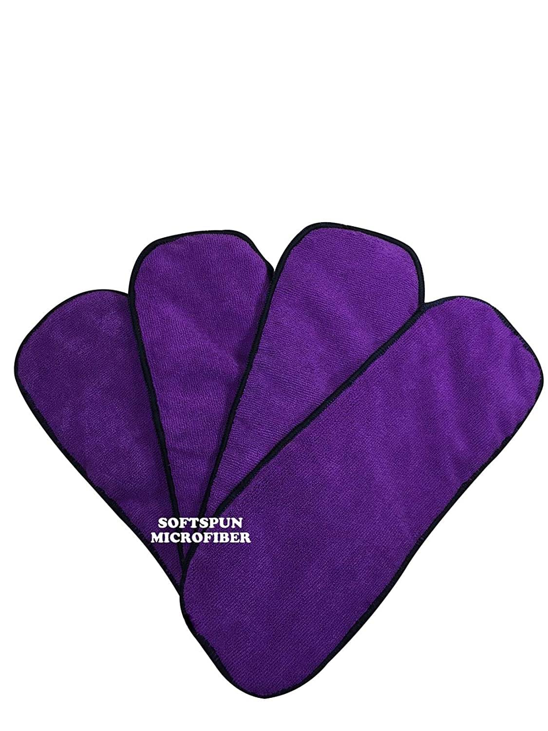     			SOFTSPUN Microfiber 4 Layer Baby Pocket Diaper Inserts, Pack of 4 Large Size (Purple) Age 0-3 Months, Washable, Reusable Ultra Absorbent, Super Soft & Comfortable for Babies Skin of Newborn Baby.