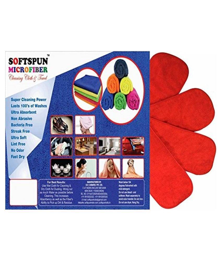     			SOFTSPUN Microfiber 4 Layer Baby Pocket Diaper Inserts, Pack of 4 Large Size (Red) Age 0-3 Months, Washable, Reusable Ultra Absorbent, Super Soft & Comfortable for Babies Skin of Newborn Baby.