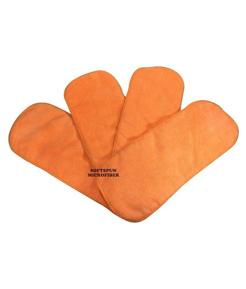     			SOFTSPUN Microfiber 4 Layer Baby Pocket Diaper Inserts, Pack of 4 Large Size (Orange) Age 0-24 Months, Washable, Reusable Ultra Absorbent, Super Soft & Comfortable for Babies Skin of Newborn Baby.