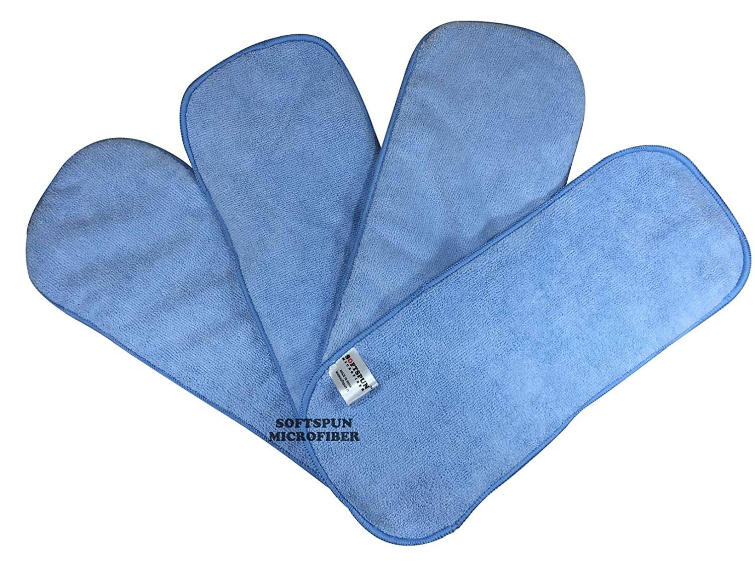     			Softspun Microfiber 4 Layer Baby Diaper Inserts For Cloth Diaper Set Of 4, Large, Age 4-30 Months, Sky Blue