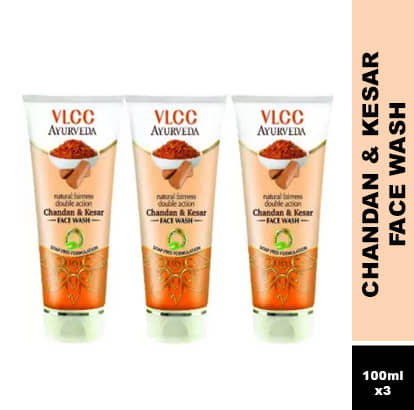 Vlcc Ayurveda Natural Fairness Chandan & Kesar Face Wash 100Ml(Pack Of 3)