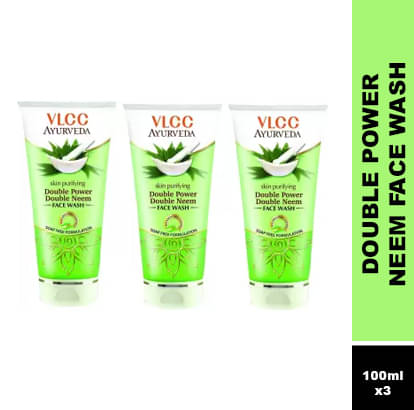     			Vlcc Ayurveda Skin Purifying Double Power Double Neem Face Wash 100Ml(Pack Of 3)
