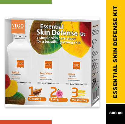 Vlcc Essential Skin Defense,Rose Water,Sandal Cleansing Milk & Honey Moisturiser 100Ml(Pack Of 3) Vlcc Essential Skin Defense,Rose Water,Sandal Cleansing Milk & Honey Moisturiser 100Ml(Pack Of 3)