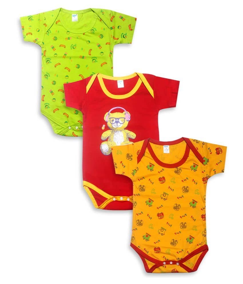 INFANT Pack of 3 Baby Boys 100% Cotton Bodysuit ( Multi Color )