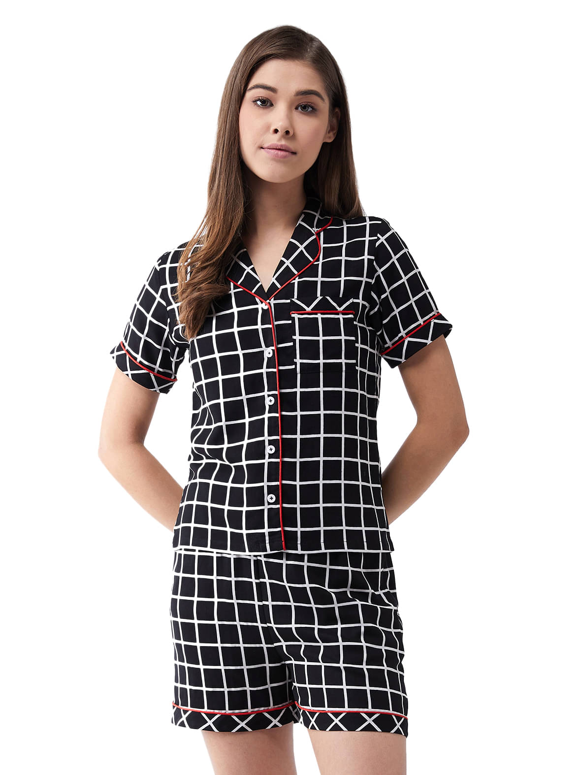     			Miss Chase Rayon Nightsuit Sets - Black