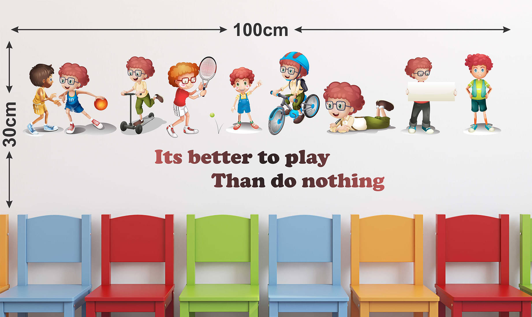     			Wallzone It's better to play than do nothing 3D Sticker ( 70 x 75 cms )