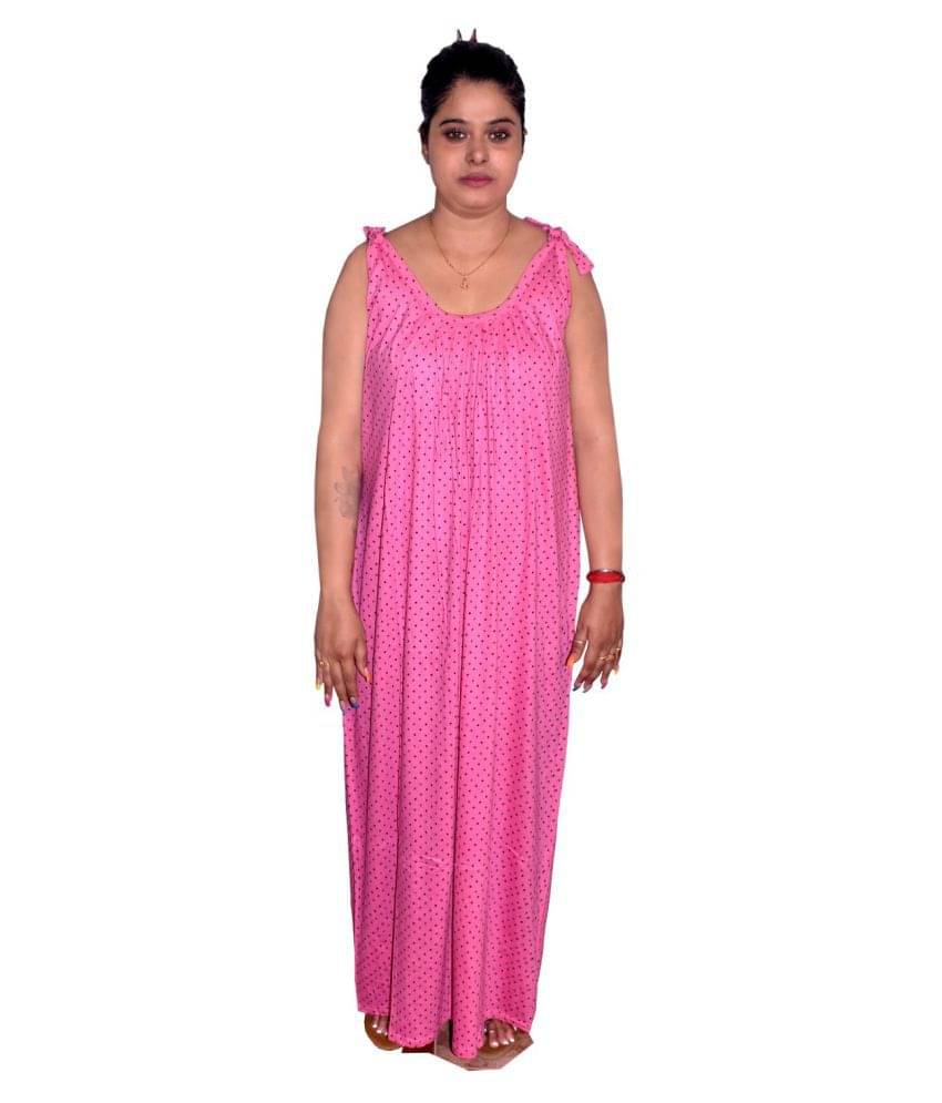 PIYALI'S CREATION WOMEN'S Cotton Nighty & Night Gowns - Pink PIYALI'S CREATION WOMEN'S Cotton Nighty & Night Gowns - Pink