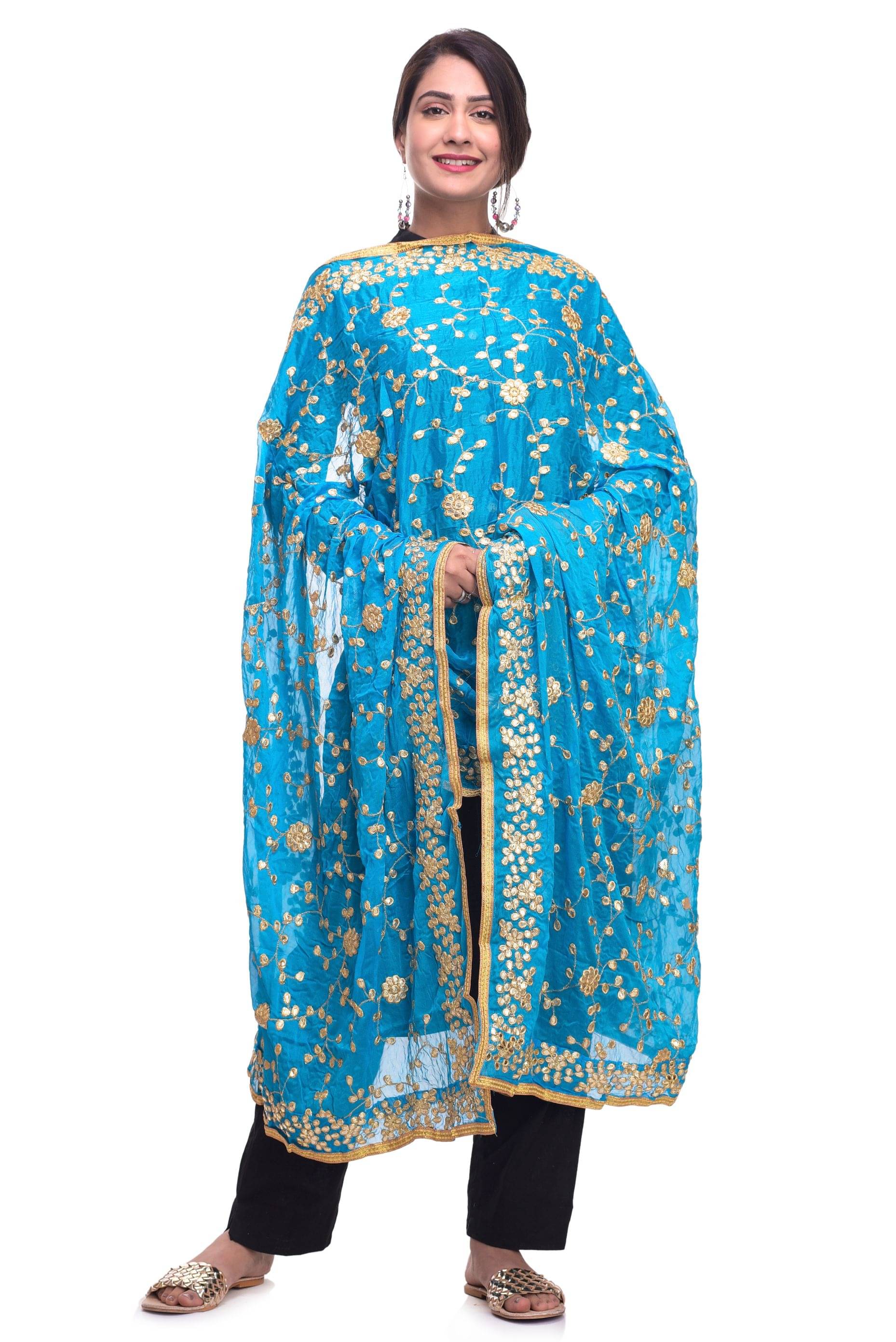 Raj Turquoise Crepe Gota Patti Dupatta Raj Turquoise Crepe Gota Patti Dupatta