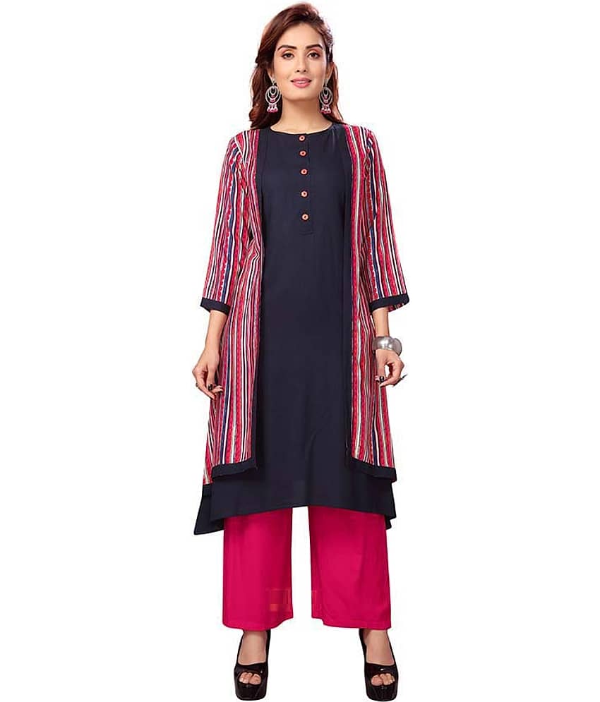 Madhuram Textiles - Multicolor Rayon Women's Jacket Style Kurti ( Pack of 1 ) - Kurtis, Tunics | Buy online on ZillyBuy