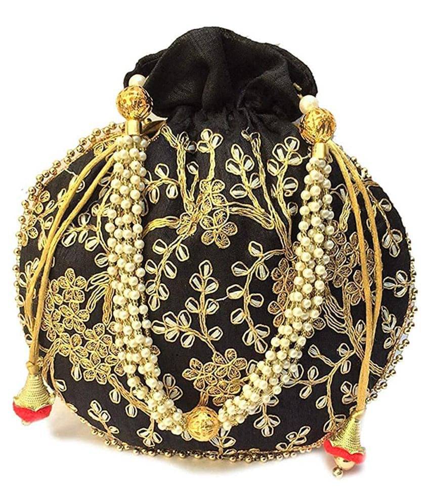     			Raj Black Silk Potli